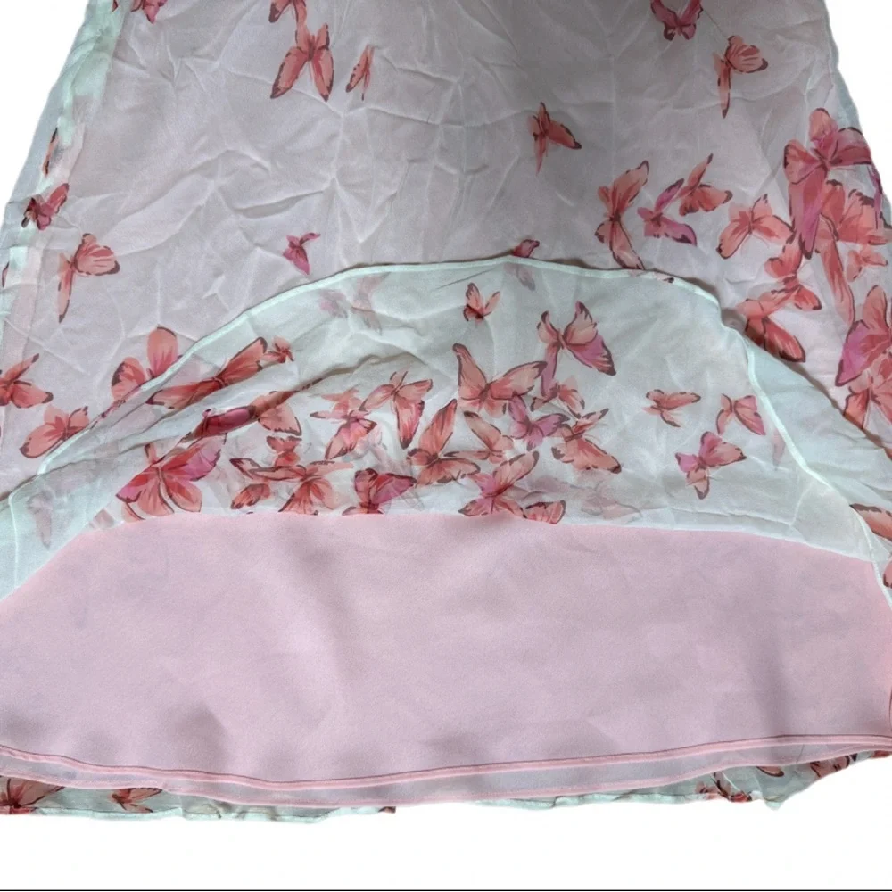 VTG Y2K Fairycore 100% silk lined butterfly empire waist midi dress Sz 14 - Picture 8 of 9